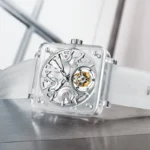 JINLERY Luxury Brand Tourbillon Mechanical Watch For Men Fully Transparent Sapphire Men's Watches Luminous Waterproof Skeleton