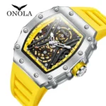 ONOLA Original Design Watch Mechanic Watches Men Top Luxury Fashion Casual Luminous Square Skeleton Clock Men Automatic Watch