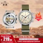 Seagull 1963 International Edition Watch for Men Chronograph Manual Winding Mechanical Watches Original ST1901 38mm Pilot Clock