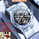 GELATU Top Brand Automatic Men's Watch Deep Waterproof Skeleton Hollow out Sapphire High-end Men's Mechanical Wristwatch 8002