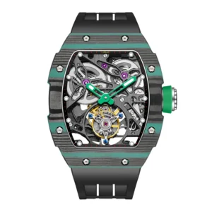Haofa 1901 Skeleton Automatic Tourbillon Movement Watch For Men Luxury Carbon Fiber Mechanical Tourbillon Sapphire Watch Mens