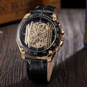 FORSINING Designer Luxury Steel Skeleton Mechanical Watch Automatic Movement Man Wrist Watches Waterproof High-end Vintage Clock