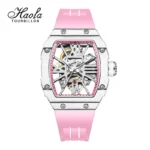 Haofa Mechanical watch Woman Automatic Movement Painted Roman numerals Skeleton Carbon Fiber Luminous Sport Ladies Watch 1995