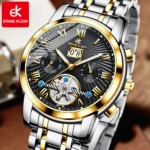 ERNIE KLEIN Original Men's Luxury Automatic Watch Mechanical Skeleton Tourbillon watches Sapphire Steel Waterproof Wristwatch