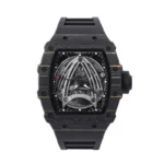 CRONUSART Men Automatic Watch 50mm*44mm Tonneau Mechanical Wristwatch Carbon Fibre Case Luminous Fluororubber Strap Skeleton