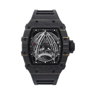 CRONUSART Men Automatic Watch 50mm*44mm Tonneau Mechanical Wristwatch Carbon Fibre Case Luminous Fluororubber Strap Skeleton
