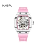 Haofa Ladies Automatic Watch Double Carbon Fiber Sapphire Waterproof Hollow Mechanical Watch Skeleton Women's Watches 1995