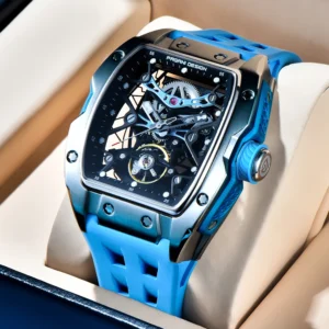 PAGANI DESIGN Men Skeleton Automatic Mechanical Watch Sapphire Glass 50M Waterproof