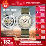 Seagull 1963 International Edition Men's Mechanical Watch Pilot Clock ST1901 Retro Chronograph Wristwatch Air Force Aviation New