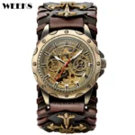 Vintage Mechanical Watch Steampunk Men Mens Skeleton Watches Male Brown Bronze Roman Numerals Clock Man Hombre Relogio Masculino
